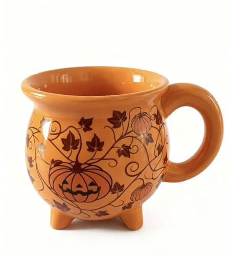 Ceramic Cauldron Mug - 12 oz Witches Brew Themed Coffee Cup, Microwave & Dishwasher Safe, Unique Magic Potion Mug for Tea, Coffee, Hot Chocolate, Fun Gift for Witchy & Fantasy Lovers(Pumpkin, Orange) | Amazon (US)