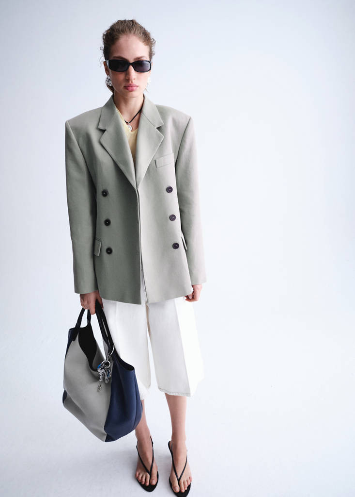 Double-breasted blazer with button closure grey - Woman - L - MANGO | Mango (US/MX/AU)