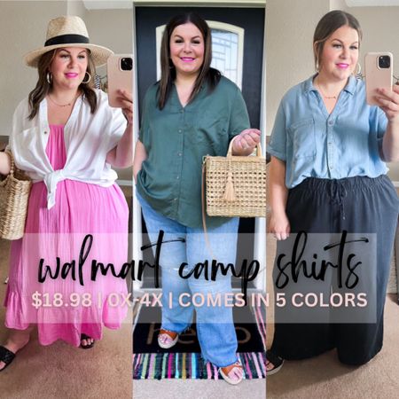 These plus size camp shirts from Walmart have been a favorite lately! They can easily go from vacation outfit to workwear and even swim coverup! They’re under $20 and go up to a size 4X. I have them in a 3X to accommodate my hips but find them overall true to size/roomy. 

#LTKFind #LTKcurves #LTKunder50
