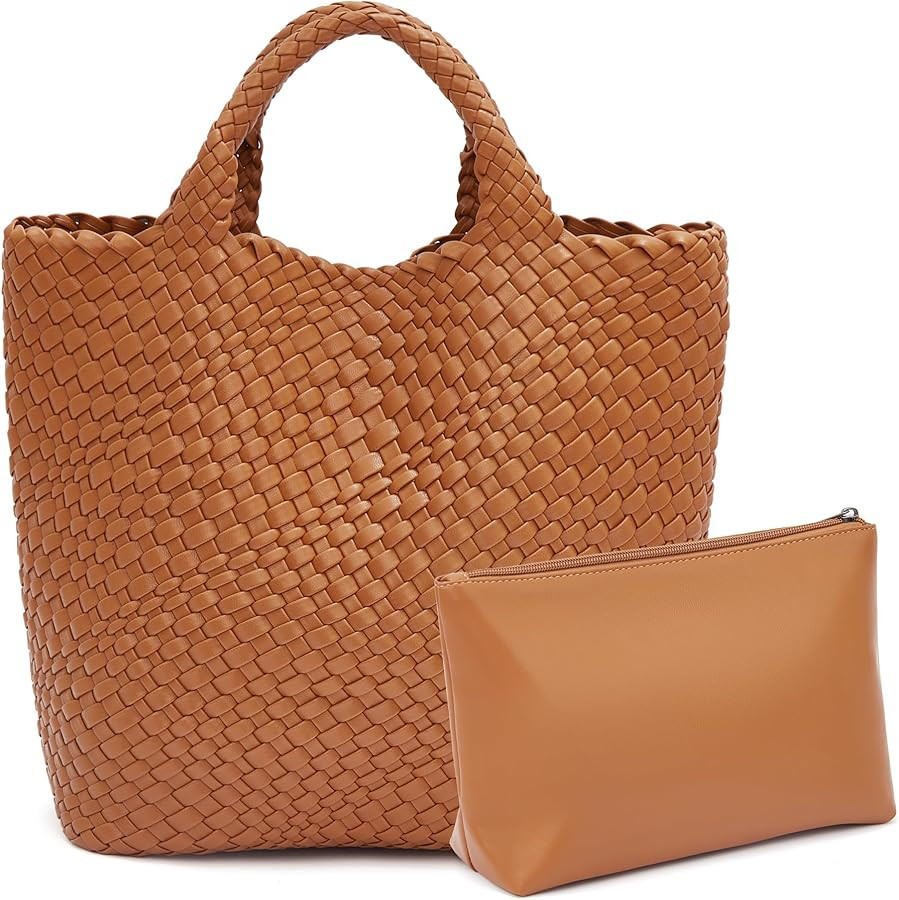 BISON SPIRIT Woven Bag for Women Tote bag with Large capacity Handmade Shoulder bag with Purse Fa... | Amazon (US)