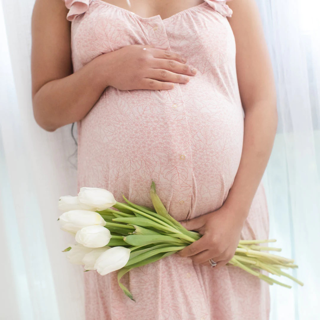 Ruffle Strap Labor & Delivery Gown | Burgundy Plum | Kindred Bravely