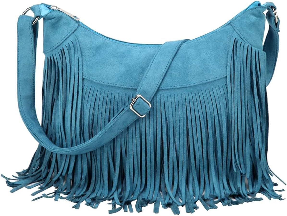 Sunwel Fashion Women Fringe Hobo Bag Western Purse Shoulder Bag Vegan Suede Tassel Hippie Crossbo... | Amazon (US)