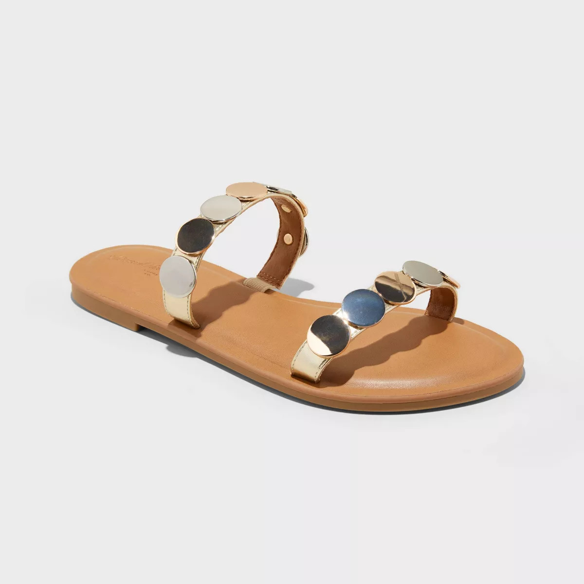 Women's Vivienne Two Band Flat Sandals - Universal Thread™ Gold/Silver | Target