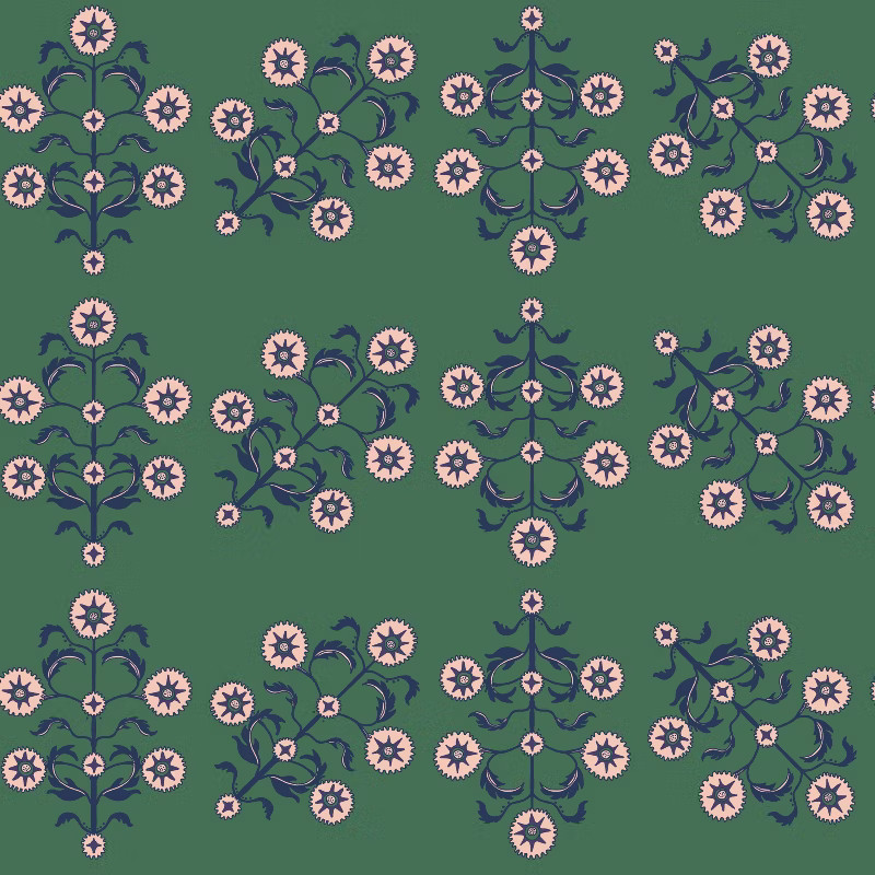 Tempaper Block Print Floral Peel and Stick Wallpaper Emerald | Target