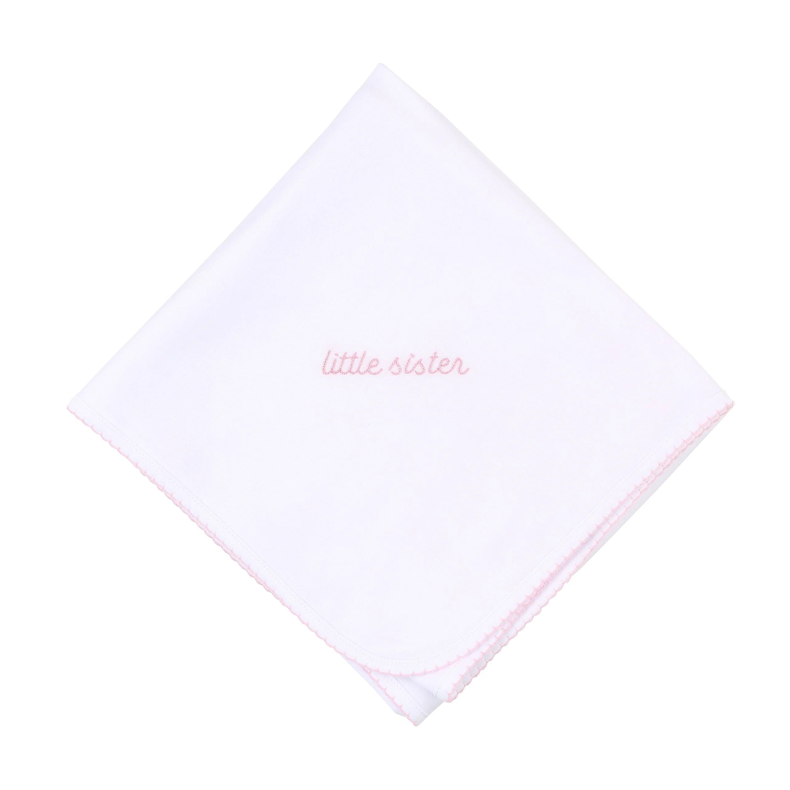 Magnolia Baby Little Sister Embroidered Receiving Blanket | JoJo Mommy