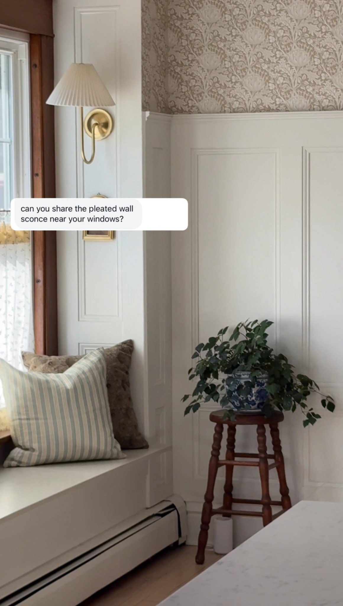 A soft glow for slow mornings ☕️
This pleated wall sconce adds the prettiest touch of warmth to our little window seat — timeless, tailored, and quietly charming. I love pairing brass with pleated shades for that heritage-inspired look that feels right at home in an old house like ours. ✨

#LTKHome