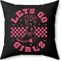 Let's Go Girls Cowgirl Western Southwest Rodeo Boot Pink Indoor Decorative Accent Throw Pillow Cushion Spun Polyester Square Pillow | Etsy (US)