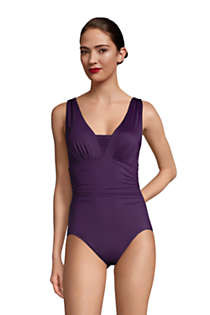 Women's Petite Slender Grecian Tummy Control Chlorine Resistant One Piece Swimsuit | Lands' End (US)
