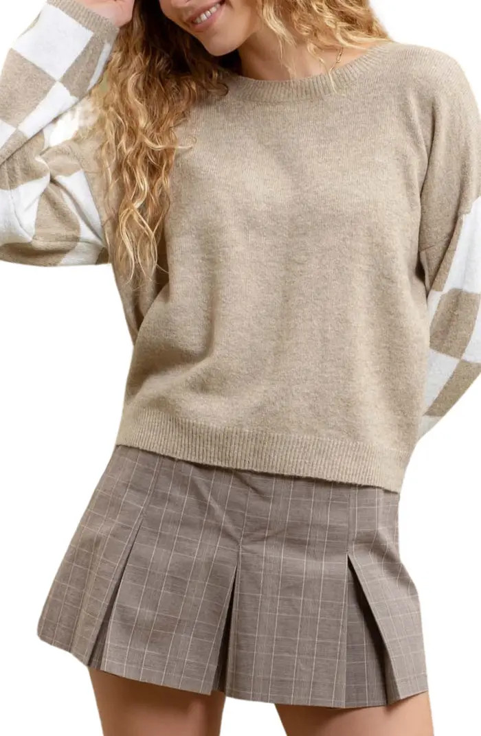 Checker Sleeve Sweater | Nordstrom Rack
