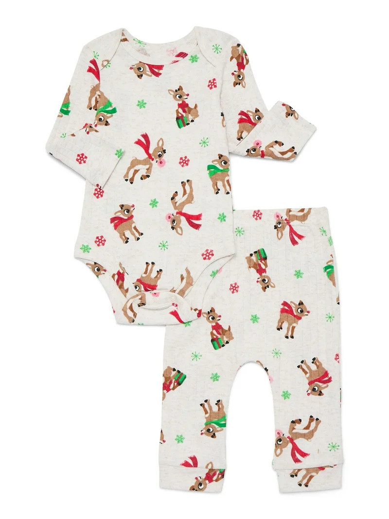 Rudolph Baby Boys Christmas Graphic Bodysuit and Jogger Pants Set, 2-Piece, Sizes 0M-12M | Walmart (US)