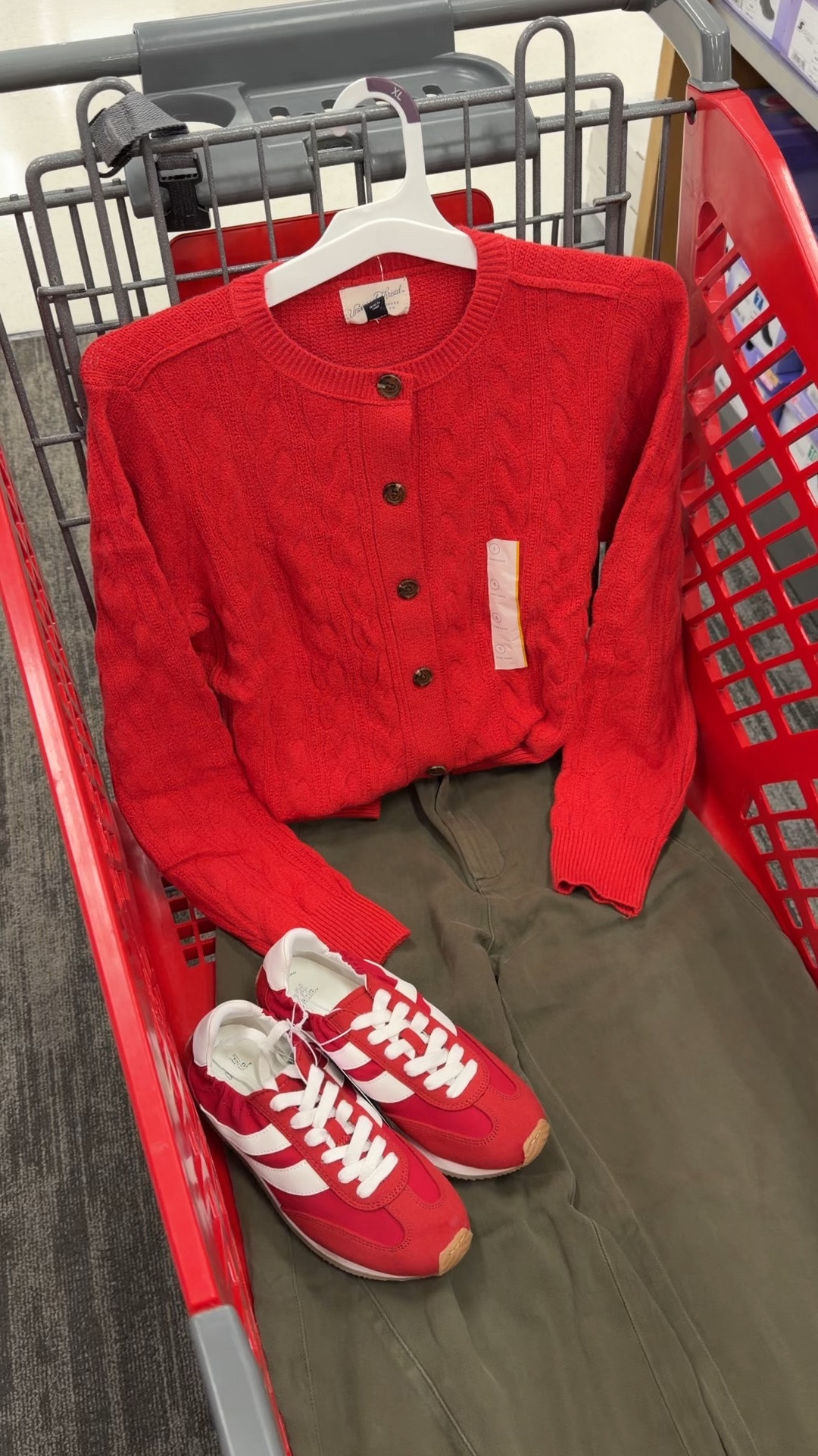 Target fall outfit idea with this red sweater and red sneakers, olive pants. #targetstyle

#LTKOver40 #LTKmomlife #LTKootd