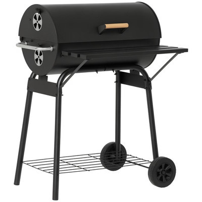 Outsunny 30" Portable Charcoal BBQ Grill Carbon Steel Outdoor Barbecue with Adjustable Charcoal Rack, Storage Shelf, Wheel, for Garden Camping Picnic | Target