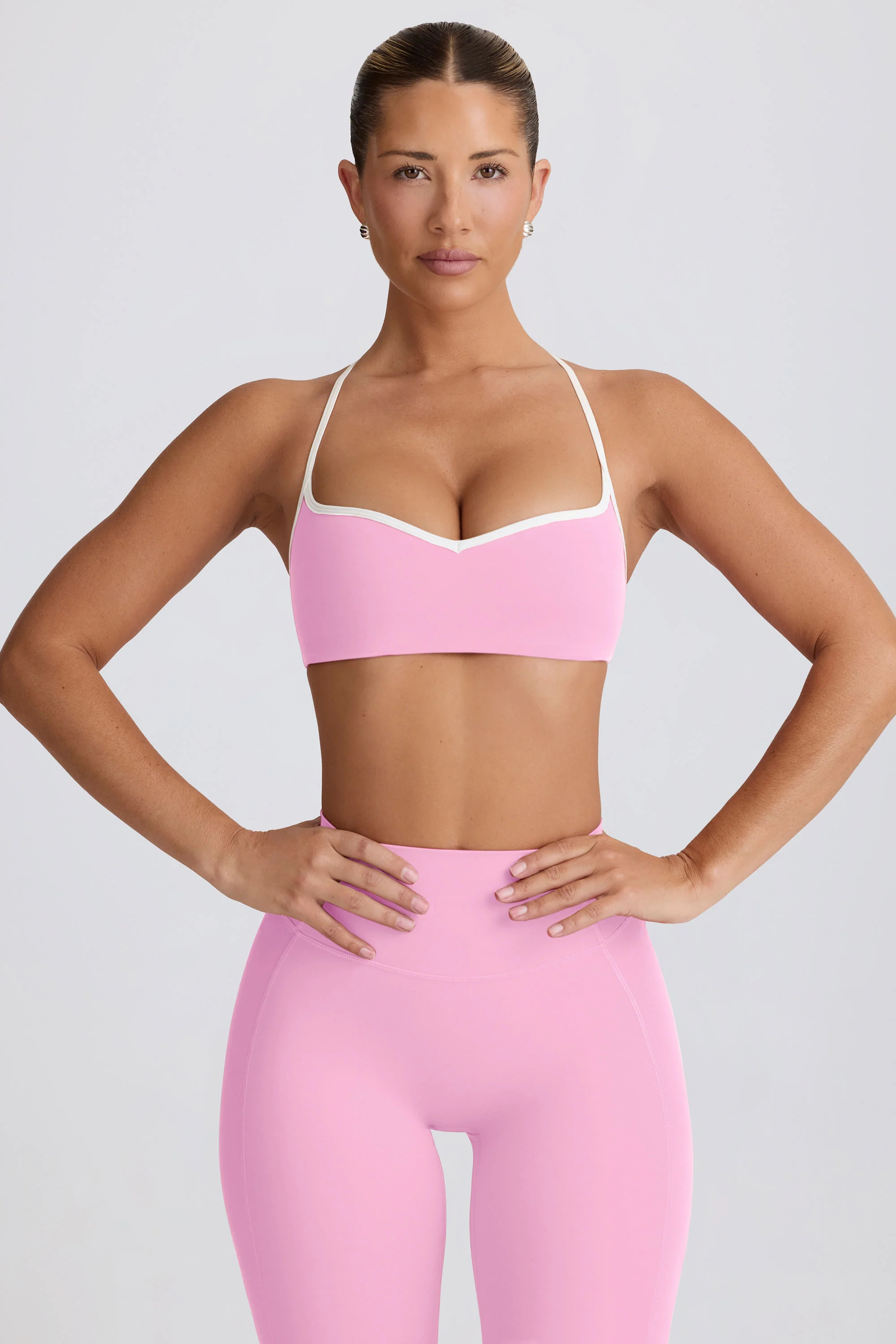 Soft Active Sweetheart-Neck Sports Bra in Baby Pink | Bo+Tee