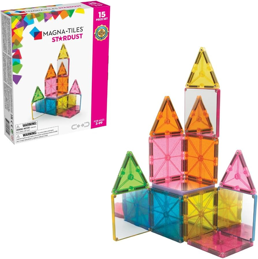 MAGNA-TILES Stardust 15-Piece Magnetic Construction Set, The ORIGINAL Magnetic Building Brand, 3-... | Amazon (US)