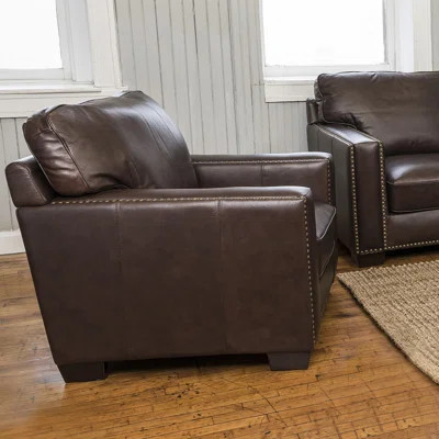 Harpe Campaign Stationary Leather Arm Chair | Wayfair North America