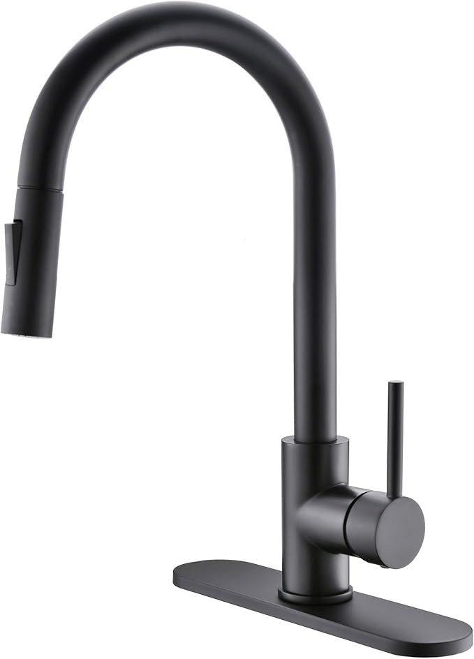 Havin Black Kitchen Faucet with Pull Down Sprayer,Brass and Stainless Steel Material, with cUPC C... | Amazon (US)