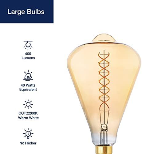 FLSNT ST164 LED Oversized Vintage Edison Bulbs with Dimmable Spiral Filaments, 2200K Warm White, E26 | Amazon (US)