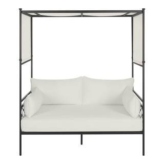 Home Decorators Collection Wakefield Aluminum Outdoor Day Bed with Natural White Cushions FLA7100... | The Home Depot