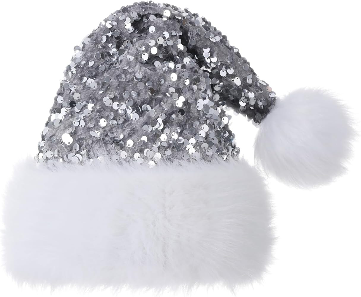 Personalized Sequin Santa Hat for Adults, Red Glitter Christmas Party Hat, Xmas Halloween New Yea... | Amazon (US)