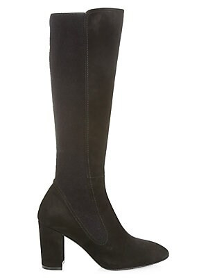 Stuart WeitzmanLivia Faux-Suede Block-Heel BootsColor - BlackSize - Size Guide55.566.577.588.599.... | Saks Fifth Avenue