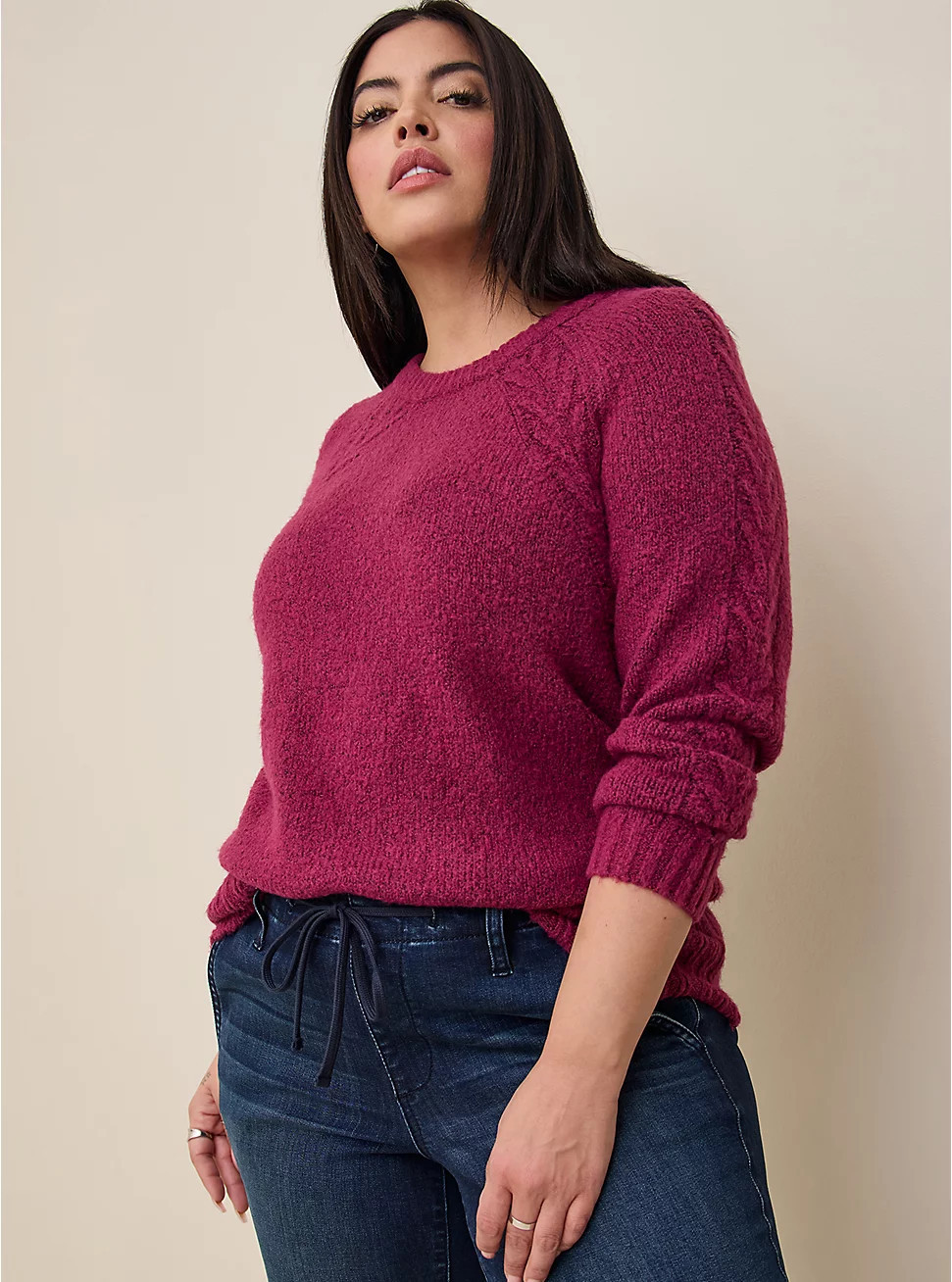 Vegan Cashmere Pullover Crew Neck Tunic Sweater | Torrid (US & Canada)