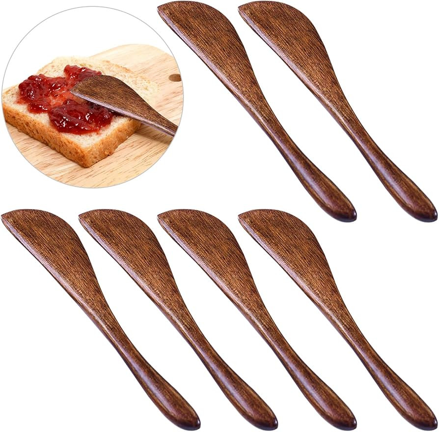 6 Pack Wooden Butter Knife, findTop 6 Inch Condiment Knives Wood Super Handy Kitchen Utensils Pea... | Amazon (US)