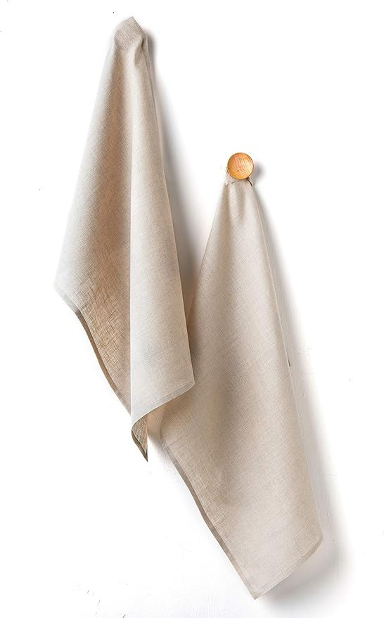 Solino Home Linen Kitchen Towel - 100% Pure Linen 17 x 26 Inch Set of 2 - Natural Fabric Handcraf... | Amazon (US)