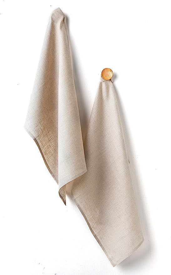 Solino Home Linen Kitchen Towel - 100% Pure Linen 17 x 26 Inch Set of 2 - Natural Fabric Handcraf... | Amazon (US)