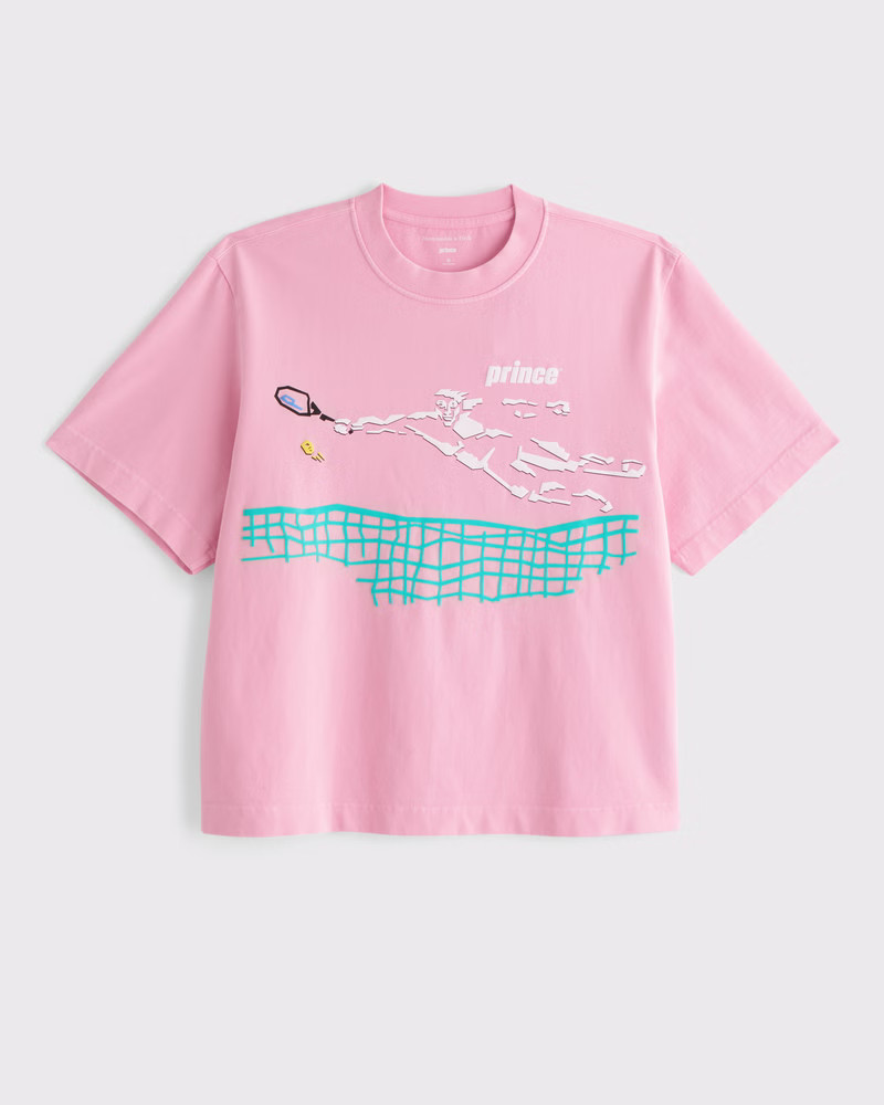 Premium Heavyweight 2.0 Prince Tennis Cropped Graphic Tee | Abercrombie & Fitch (UK)