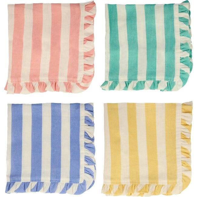 Stripe Ruffle Napkin Set, Multi | Maisonette
