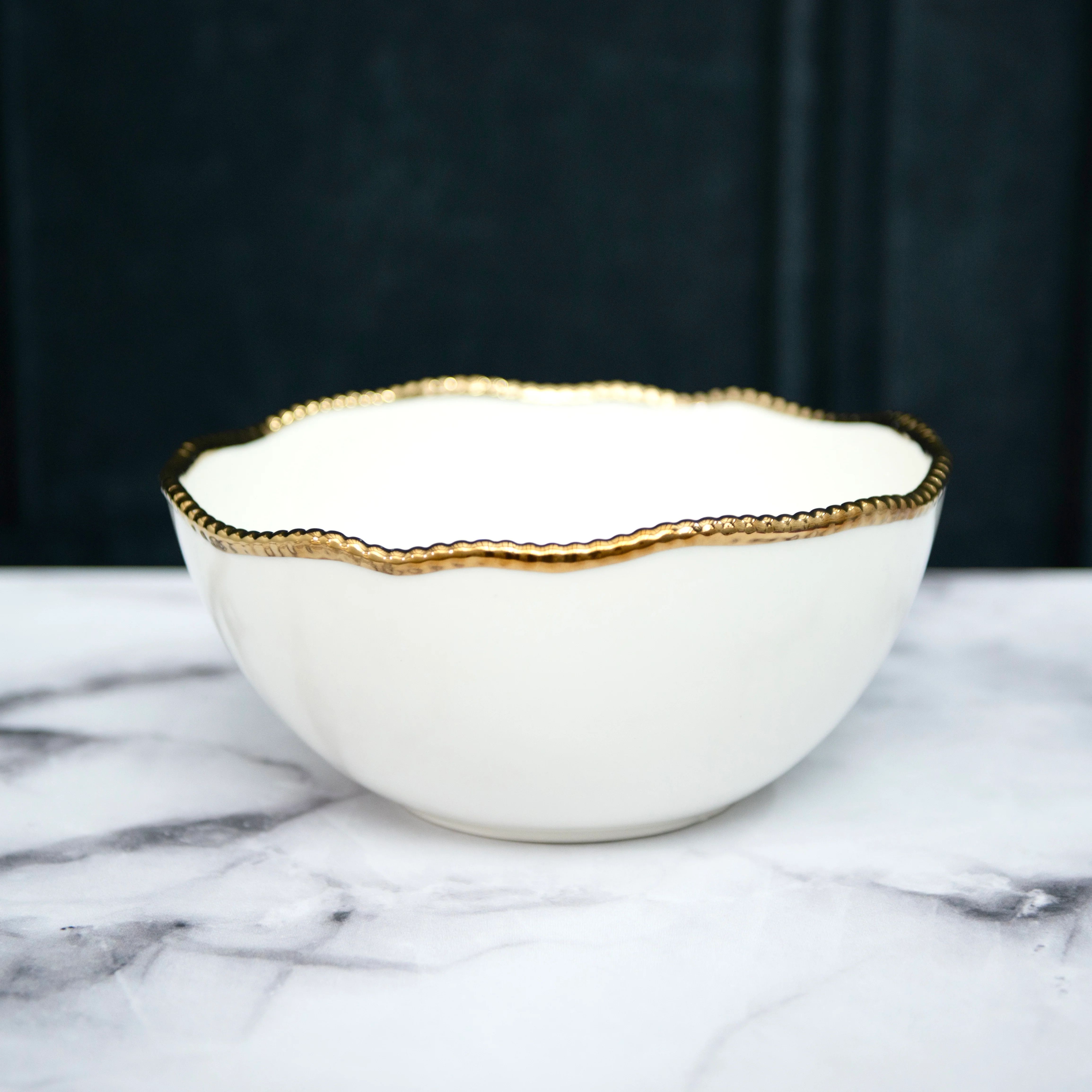 White & Gold Porcelain Bowl | Modern Locke