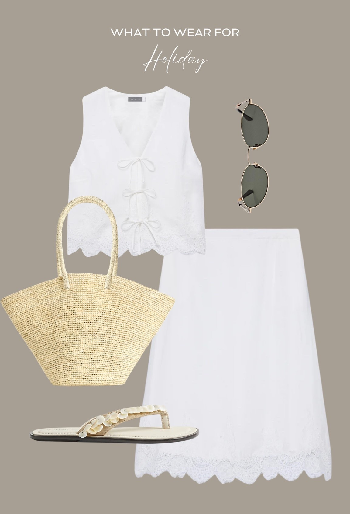 Holiday outfit ☀️ 

White linen co-ord, straw bag, mint velvet outfit, vacation, summer look, sandals

#LTKsummer