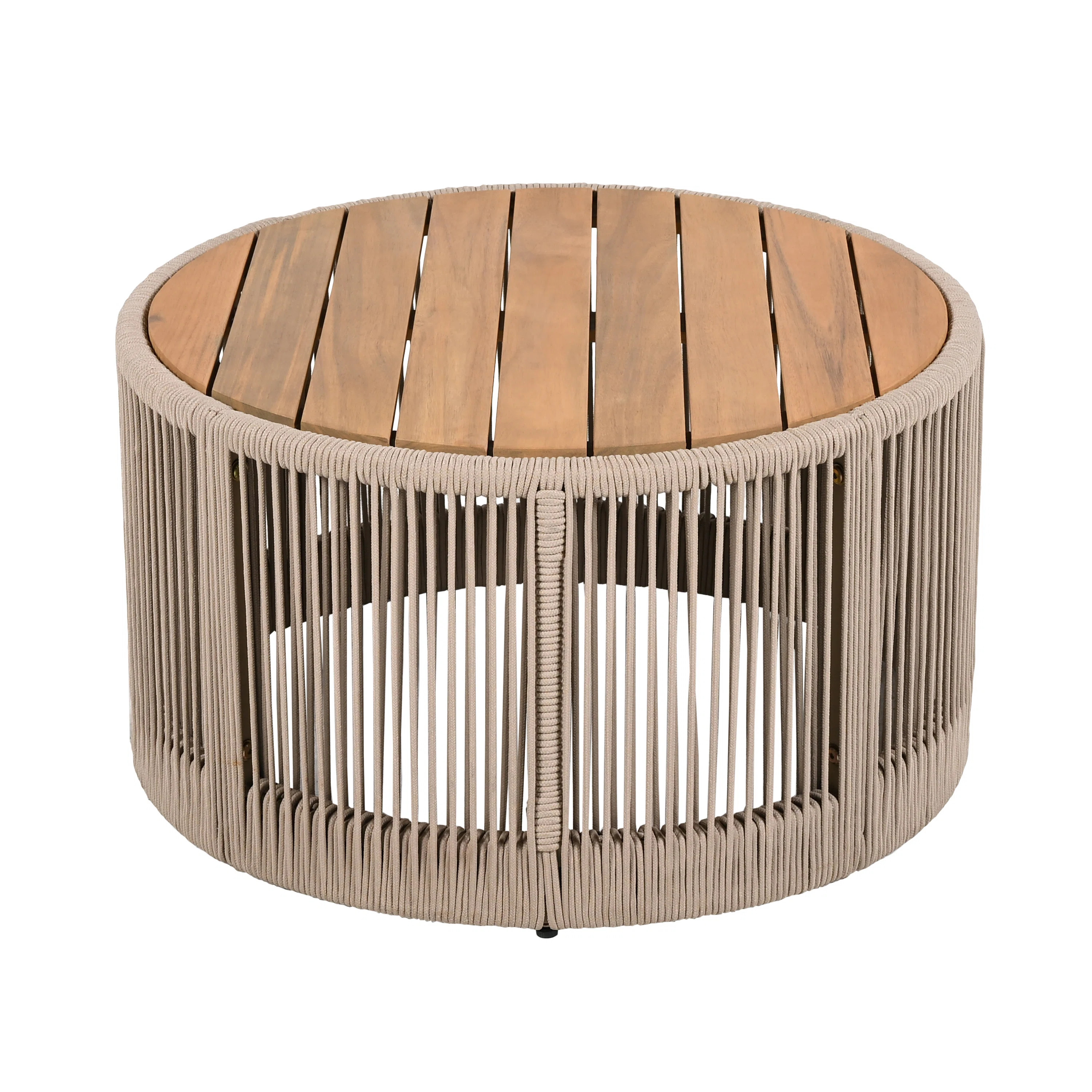 Diannah Patio Woven Rope Coffee Table With Acacia Wood Top | Wayfair North America