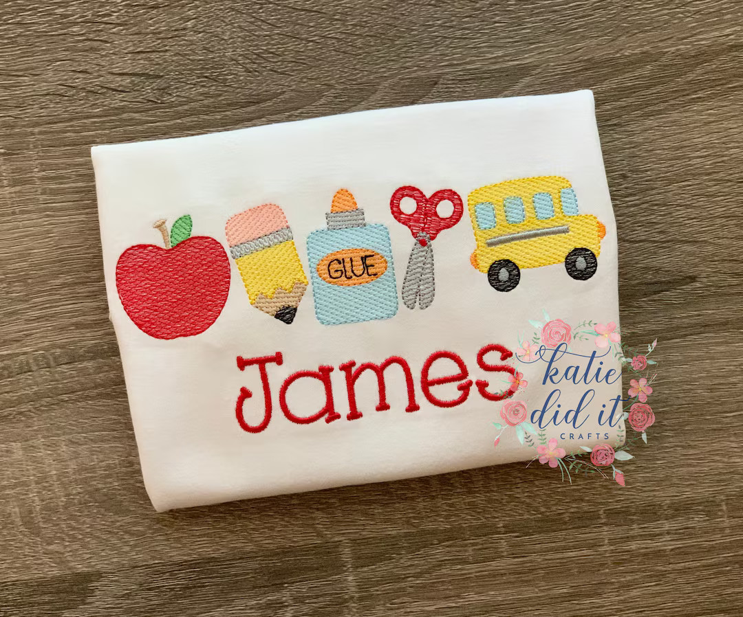 Back to School Shirt, Sketch Embroidery, Personalized, Girls Back to School Shirt, Boys Back to S... | Etsy (US)