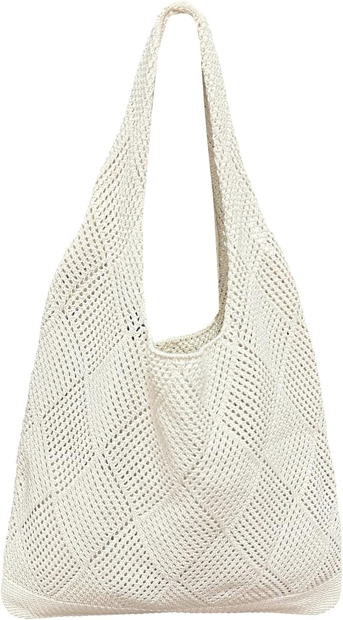 Crochet Mesh Beach Shoulder Bag Tote Bag Handbags Knitting Hollow Summer Hobo Bag Aesthetic for W... | Amazon (US)