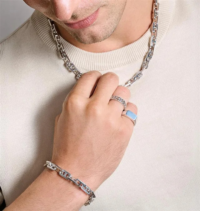 Pavé-Set Lab-Grown Diamond Men’s Elongated Octagon Tag Pendant | Angara Inc.