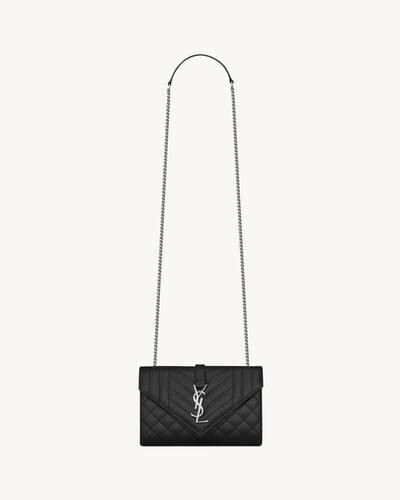 Envelope bag made with metal-free tanned leather, with a front flap and magnetic snap closure, de... | Saint Laurent Inc. (Global)