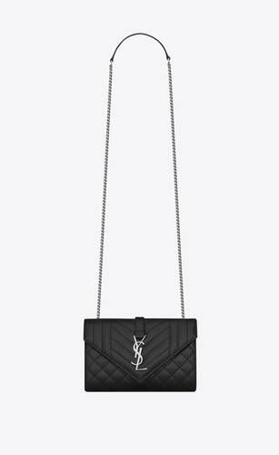 Envelope bag made with metal-free tanned leather, with a front flap and magnetic snap closure, de... | Saint Laurent Inc. (Global)