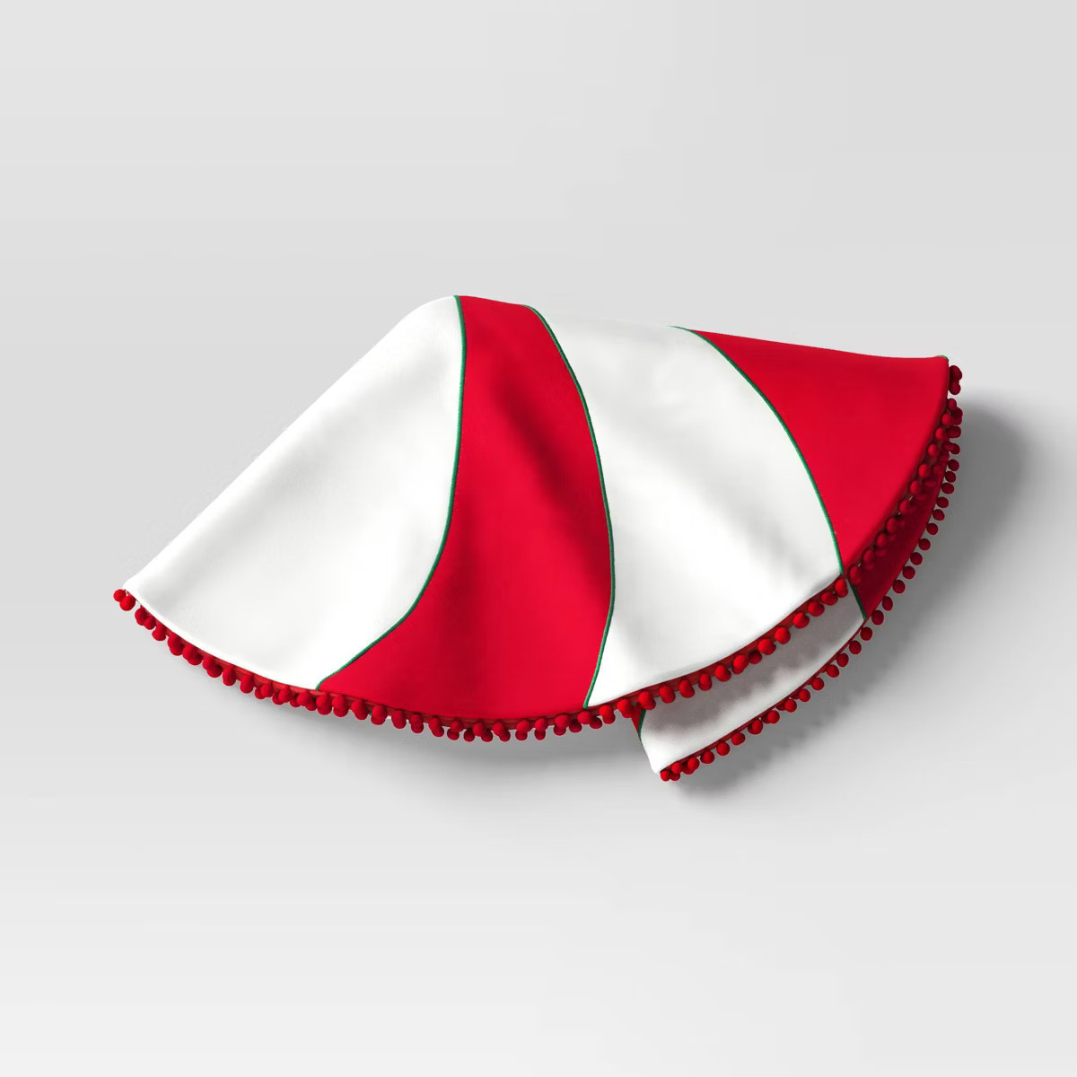 48" Reversible Peppermint Swirl to Solid Christmas Tree Skirt with Pom Poms Red/White - Wondersho... | Target