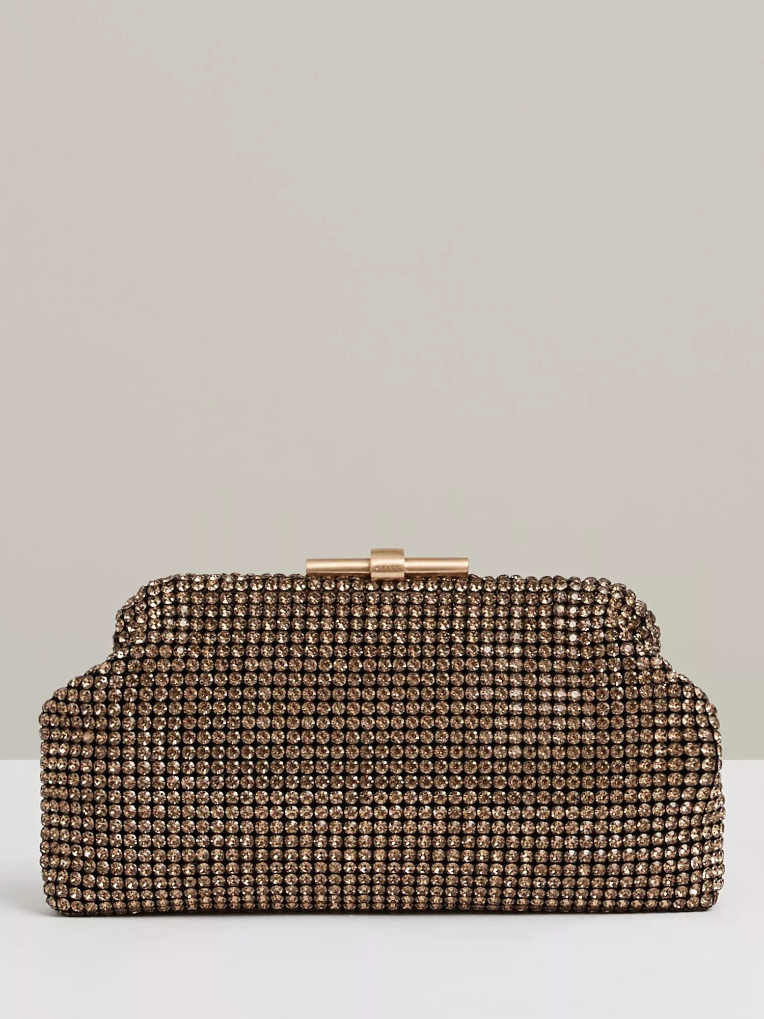 Adaline Crystal Clutch Bag, Gold, One Size | John Lewis (UK)