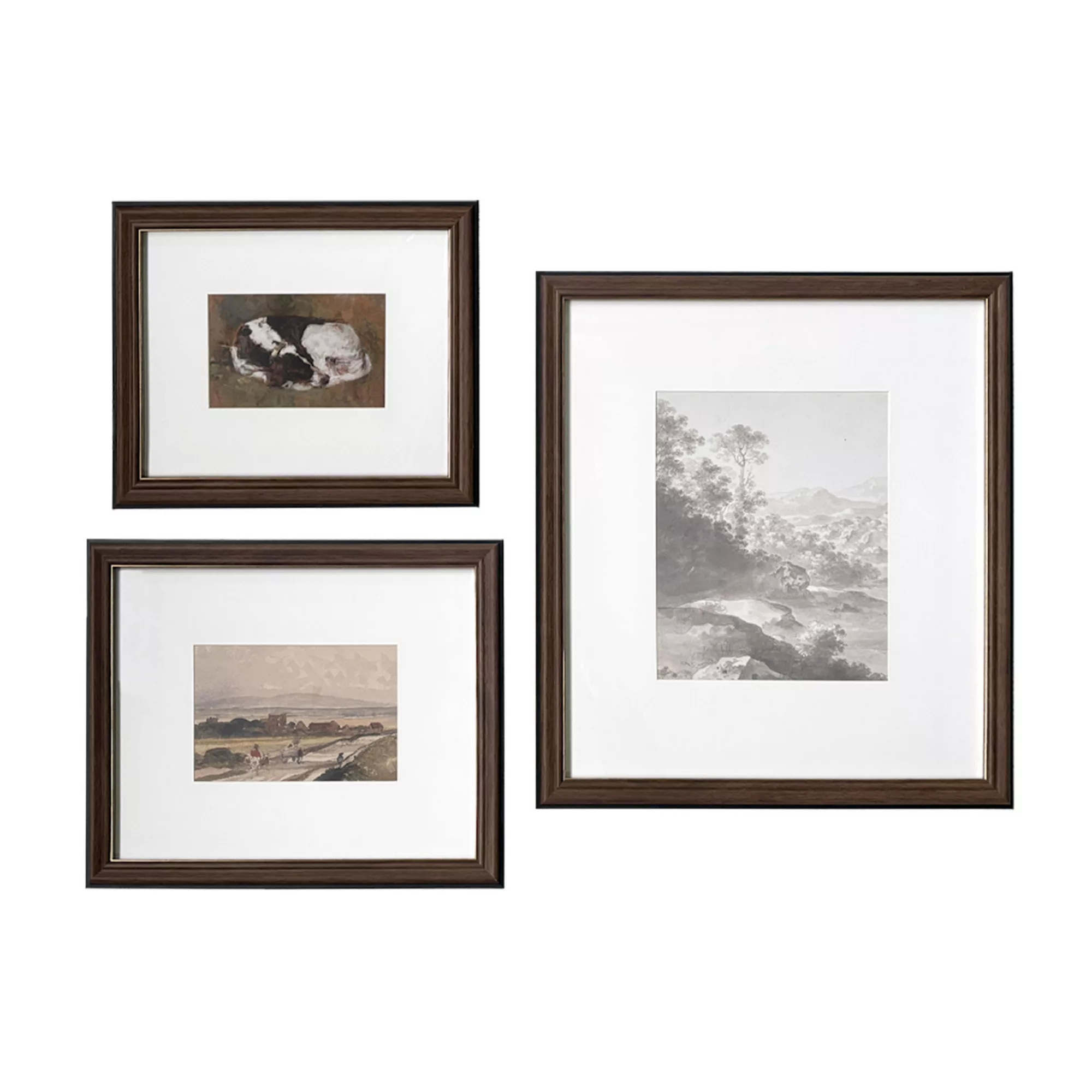 Belle Maison Matted Under Glass 3-Piece Rectangle Framed Art Set, Dark Brown | Kohl's