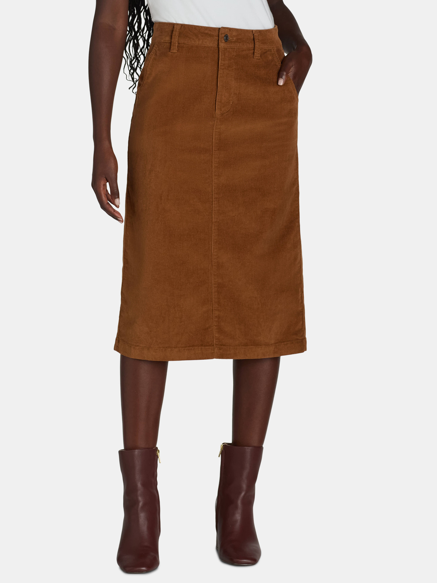 Time and Tru Women’s and Women’s Plus Corduroy Midi Skirt Sizes 2-22 | Walmart (US)