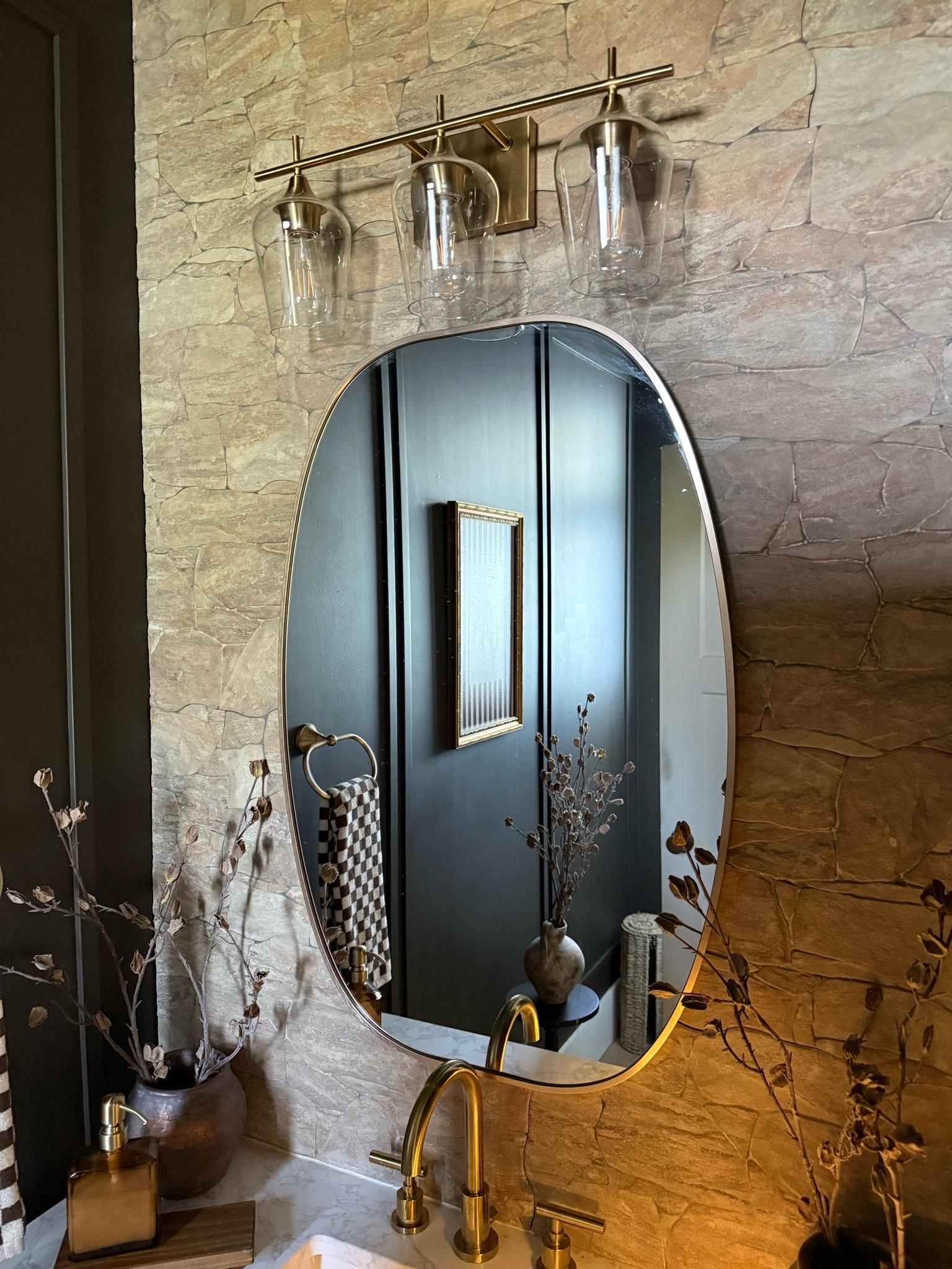 Budget friendly mirror. Such a pretty shape! 
Powder room inspiration

#LTKhome