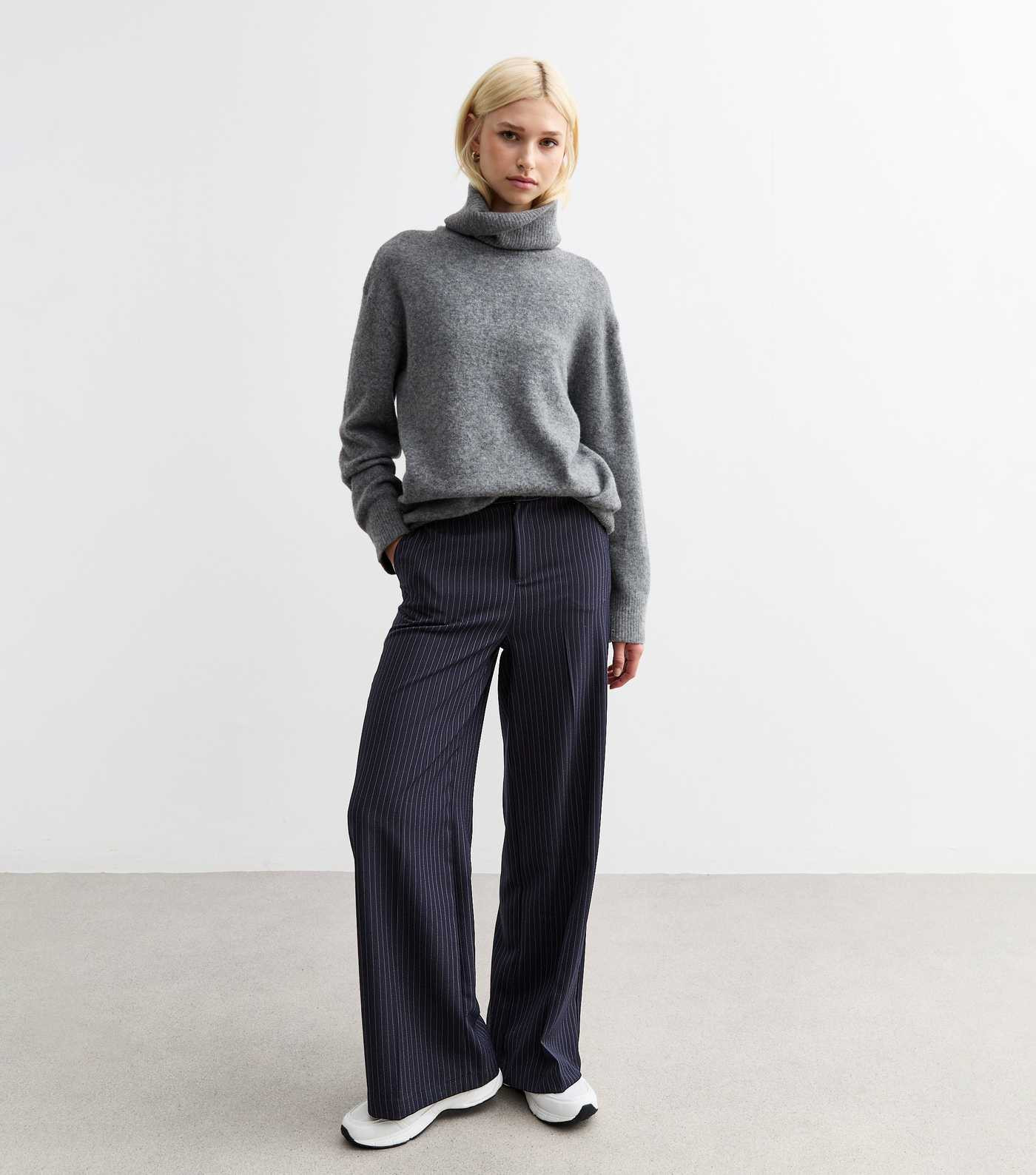 Blue Pinstripe Wide Leg Trousers | New Look | New Look (UK)