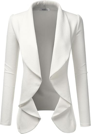 DOUBLJU Classic Draped Open Front Long Sleeve Business Casual Work Deconstructed Blazer Jackets f... | Amazon (US)