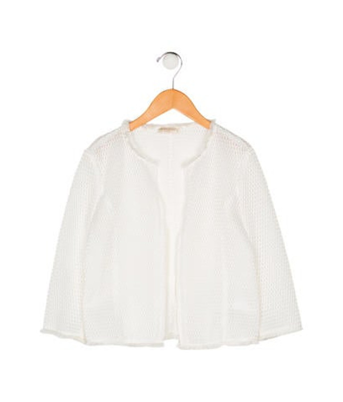 Monnalisa Girls' Frayed Zip-Up Jacket white Monnalisa Girls' Frayed Zip-Up Jacket | The RealReal