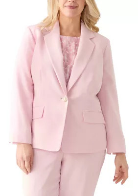 Kasper Women's Plus Size Notch Collar Blazer, Pink, 18W | Belk