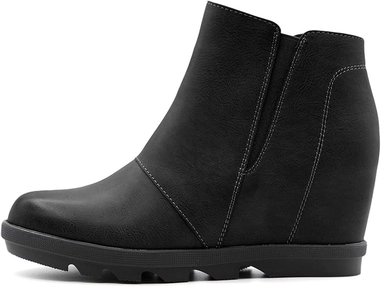 Athlefit Wedge Booties for Women with Heel Hidden Wedge Boots Comfortable Ankle Boots | Amazon (US)
