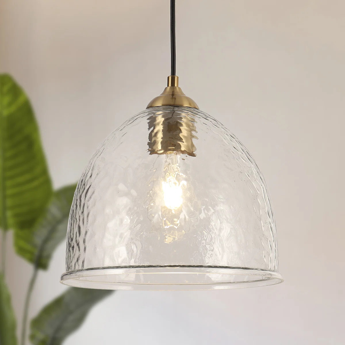 Meya 1 - Light Large Dome Textured Glass Pendant | Wayfair North America