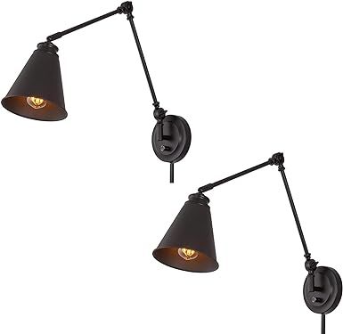 Kira Home Ellis 18" Vintage Industrial Swing Arm Wall Lamp + Adjustable Head, Plug in/Wall Mount ... | Amazon (US)